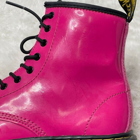 Dr. Martens Kid's Pink Delaney Softy T Leather Lace Up Boots Shoes Size 3 US - Picture 10 of 13